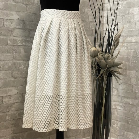 SOLD | Elegant Perforated Eyelet Poodle Skirt NWOT ⚡️HOST PICK⚡️ - Picture 2 of 14